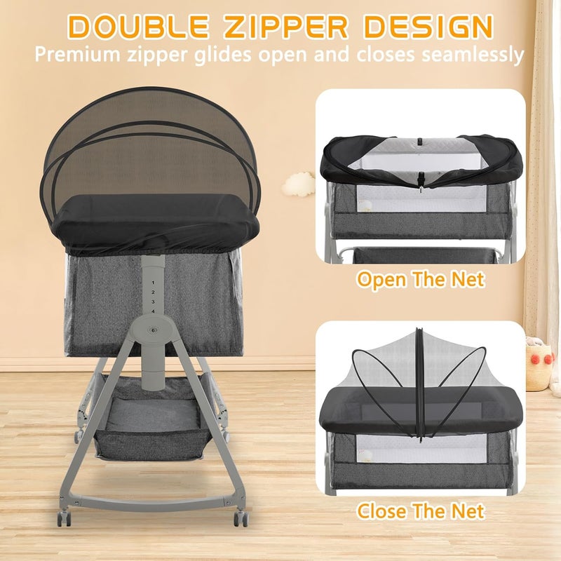 jiangcha Bassinet Cover for Cats - Mosquito Net Cover for Bassinet Bedside Sleeper Travel Crib to Keep Cats Out - Breathable Baby Mosquito Net with 2-Way Zipper (Black-Small) - Image 4